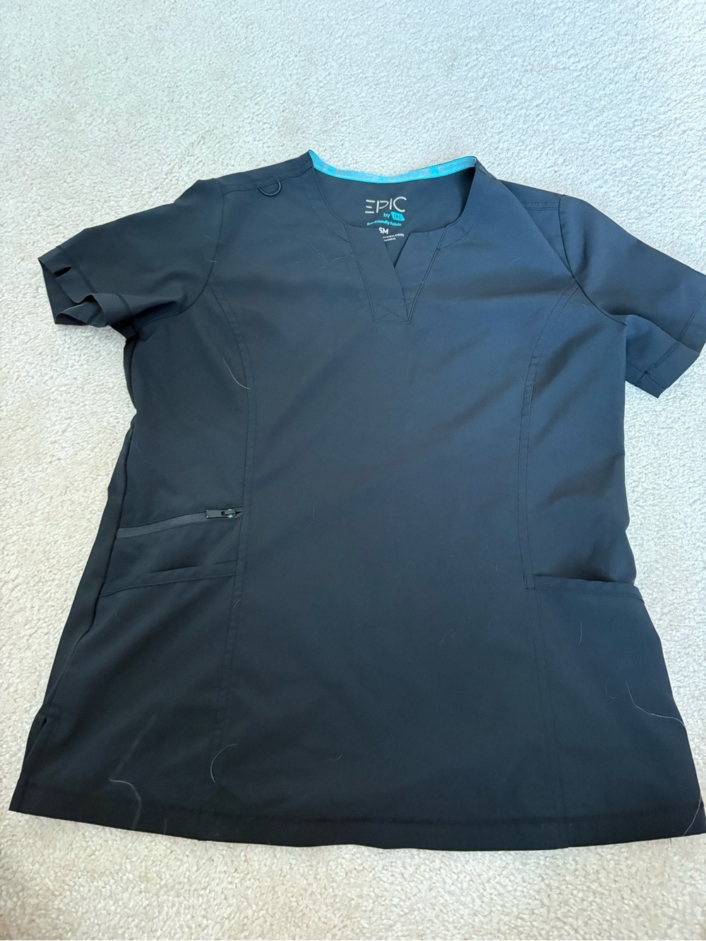Women's Black Small Three Pocket Scrub Top
